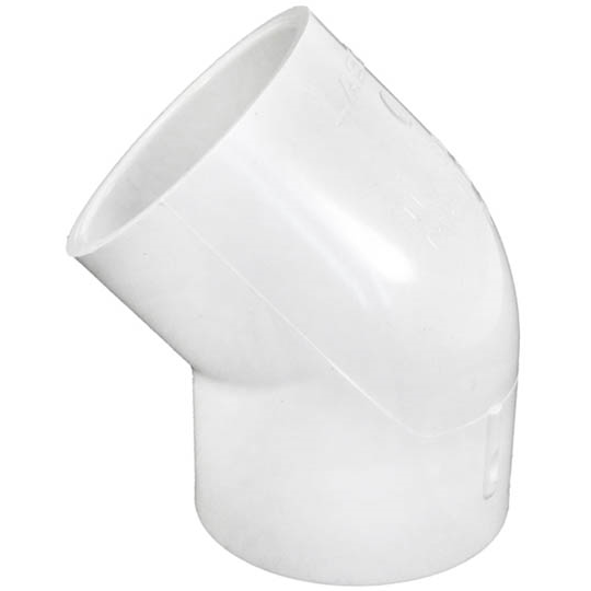 PVC Elbow Fitting With Slip: 2" PVC 45-Degree Elbow
