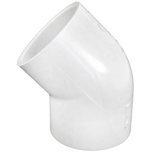 PVC Elbow Fitting With Slip: 2" PVC 45-Degree Elbow